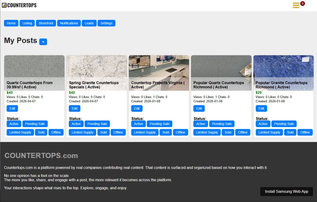 STOREFRONT Action tracking countertops-com